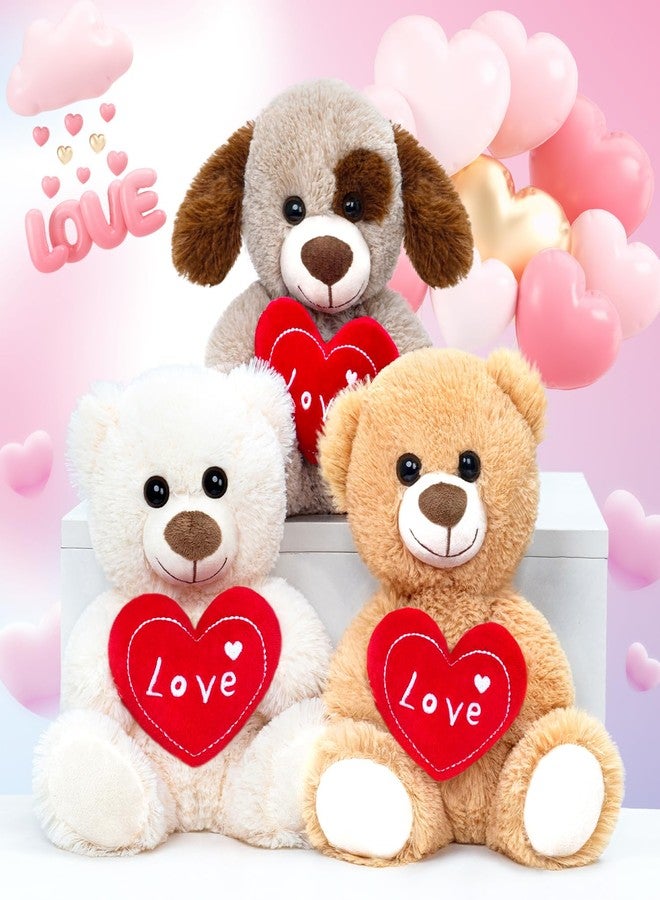 SNOWOLF Small Puppy Dog Stuffed Animals Cute I Love You Soft Plush Toy Holding Red Heart for Baby Shower Kids Girls Girlfriend Christmas Valentine's Day, Wedding, Anniversary, Birthday, Brown - Image 3